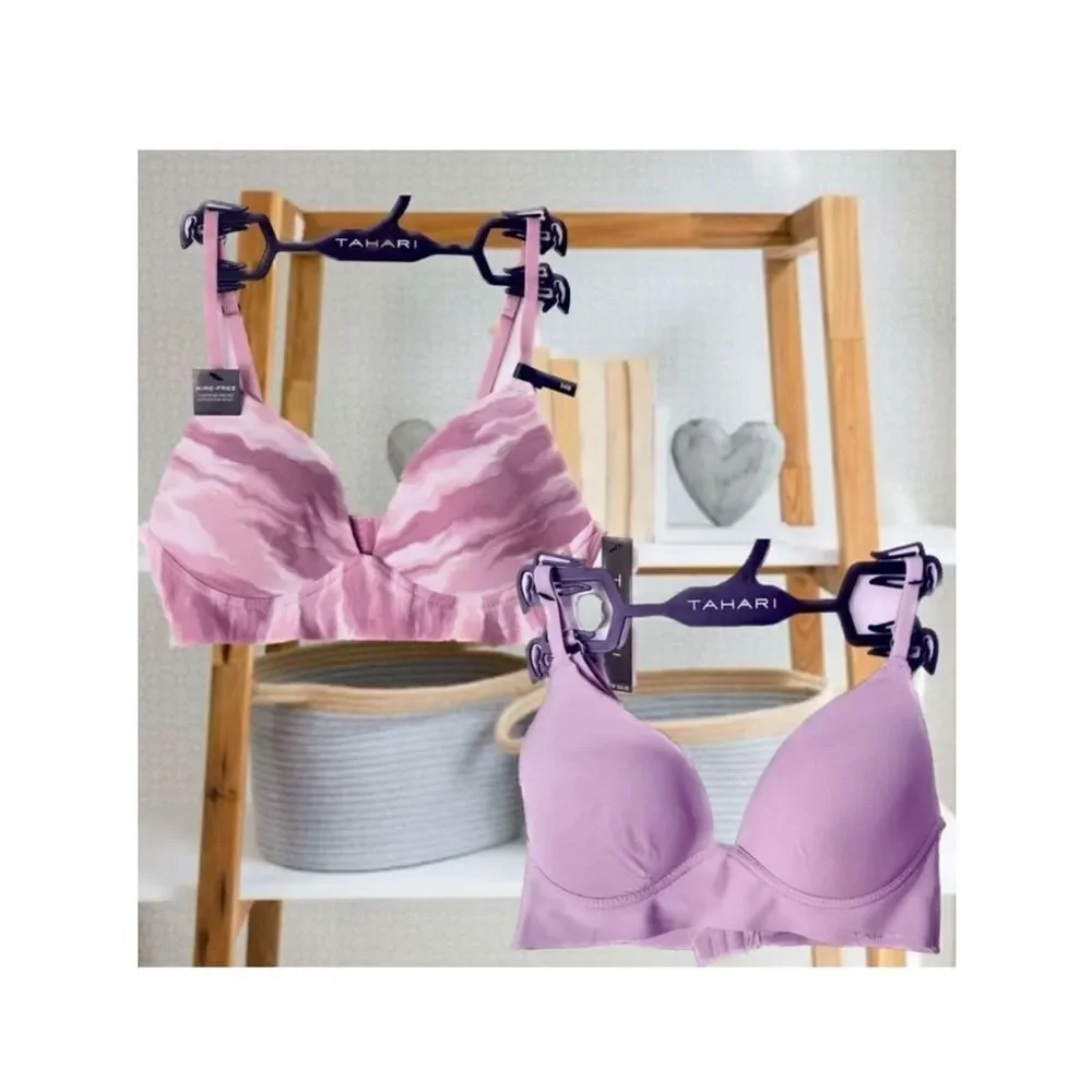 NWT Pack of 2 Tahari Gorgeous Wire Free Smooth Comfort Lilac Purple/Tie Dye Bras